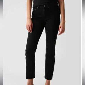 Gap Vintage Slim Mid Rise Jeans Black Size 31 Distressed Raw Hem Classic Comfy